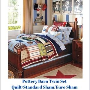 Pottery Barn baseball quilt/ sham/ euro sham x 2
